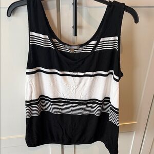 Roz & Ali Black and White Striped Scoop Neck Tank